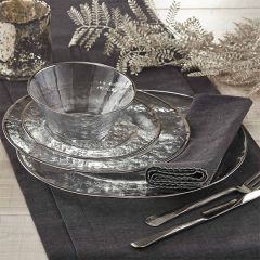 Silver Rim Glass Charger Plate Set of 4
