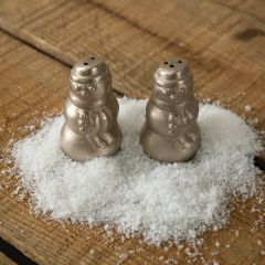 Silver Snowman Salt and Pepper Shaker Set