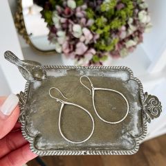 Silver Teardrop Hoop Earrings