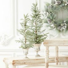 Silver Urn Potted Glittered Pine Tree