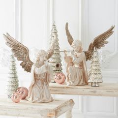 Silver Winged Cherub Angel Figure