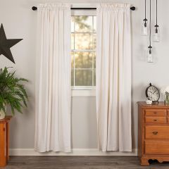 Simple Country Solid Long Curtain Panel Antique White Set of 2