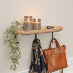 Simple Farmhouse 3 Hook Wall Shelf Rack