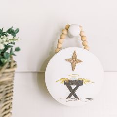 Simple Manger Scene Round Ornament