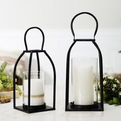 Simple Metal Candle Lantern Set of 2