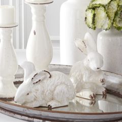 Simple Rustic Bunny Figurines Set of 2