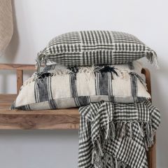 Simple Stripes Fringed Lumbar Pillow