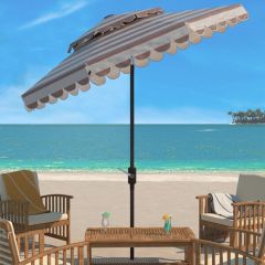 Simple Stripes Scalloped Round Crank Umbrella