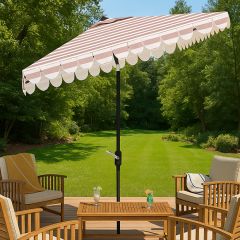 Simple Stripes Scalloped Square Crank Umbrella