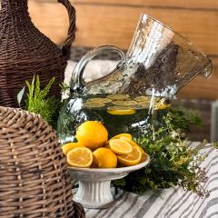 Simple Tilted Glass Pitcher With Handle 12 Inch