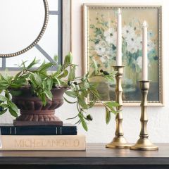 Simply Chic Gold Finish Taper Holders Set of 2