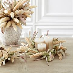 Simply Chic Rice Candle Ring Wreath 19 Inch