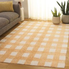 Simply Plaid Ivory/Gold Checked Area Rug