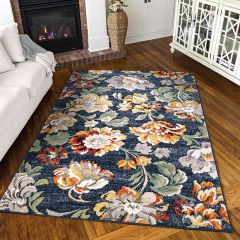 Simply Southern Cottage Franklin Floral Dark Blue Area Rug