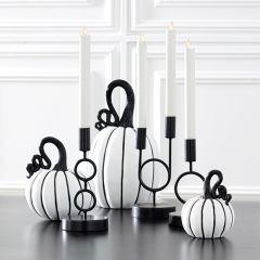 Simply Striped Curly Stem Pumpkins Set of 3