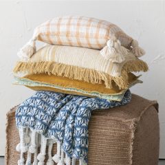 Simply Striped Fringed Accent Pillow