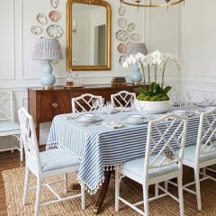 Simply Striped Tasseled Tablecloth