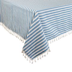 Simply Striped Tasseled Tablecloth