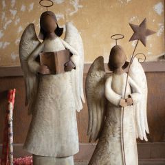Singing Christmas Angel Floor Figures Set of 2