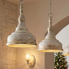 Single Bulb Antique Ivory Pendant Light