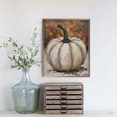 Single White Pumpkin Framed Wall Decor