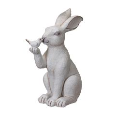 Sitting Bunny and Bird Figure