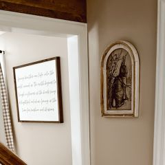 Sitting Rabbit Arched Framed Linen Print
