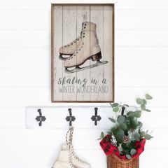 Skating In A Winter Wonderland Whitewash Wall Art