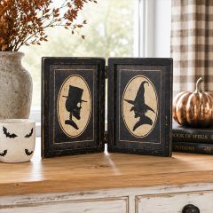 Skeleton and Witch Hinged Portrait Sign