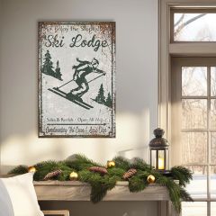 Ski Lodge Sign Canvas Wall Art