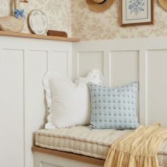 Sky Blue Floral Block Print Pillow Cover