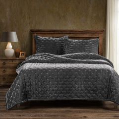 Slate Faux Silk Velvet Bed Quilt