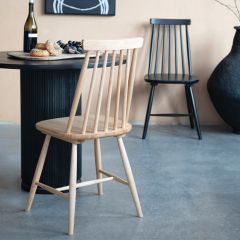 Slated Natural Wood Dining Chair Set of 2