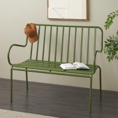 Slatted Green Metal Garden Bench