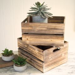 Slatted Wood Crate Set of 2