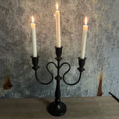 Sleek Black Metal 3 Arm Candelabra