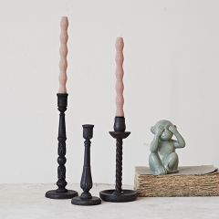 Sleek Wood Taper Candle Holder Set of 3