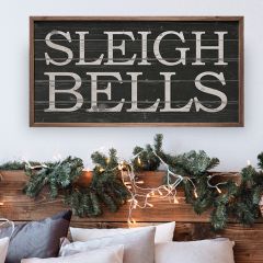 Sleigh Bells Black Wood Wall Art