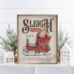 Sleigh Rides Red Santa Claus Lane Whitewash Wall Decor