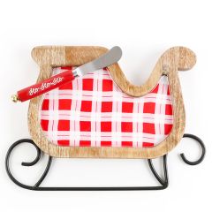 Sleigh Serving Tray With Knife Set