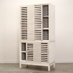 Sliding Wood Slat Door Bookcase