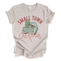 Small Town Christmas Heather Cement Cotton Tee