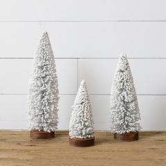 Snow Covered Bottlebrush Tree Set of 3