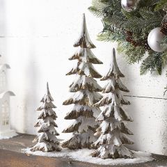 Snow Covered Winter Tree Set of 3