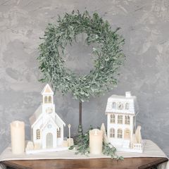 Snow Flocked Mistletoe Wreath