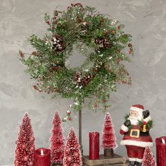 Snow Flurry Cedar And Red Berry Wreath 24 Inch