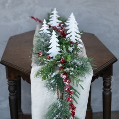 Snow Kissed Faux Evergreen Garland With Berries
