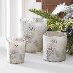 Snow Owl Votive Holders Set of 3