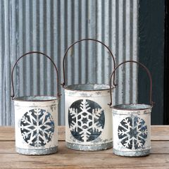Snowflake Luminaria Bucket Set of 3