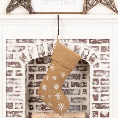 Snowflake Print Burlap Stocking